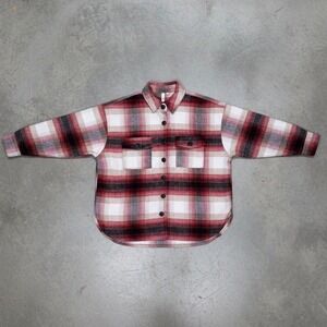 Elan Riley Plaid Shacket Red Oversized Jacket size Medium